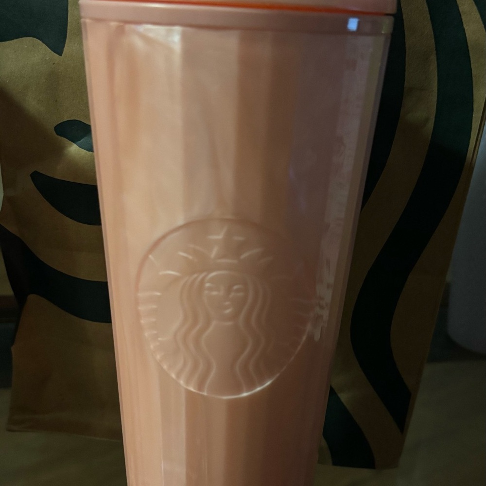 Starbucks Coral Tumbler with Embossed Logo